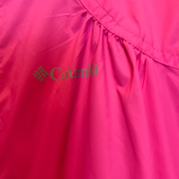 Columbia Girls Pink Hooded Hood Rain Coat Jacket - Size Large Hot Pink - Picture 3 of 5